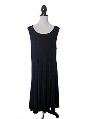 Kiara Black Sleeveless Acetate Blend Dress, Size XL